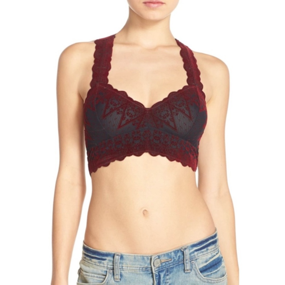 Free People‎ Flocked Lace Bralette